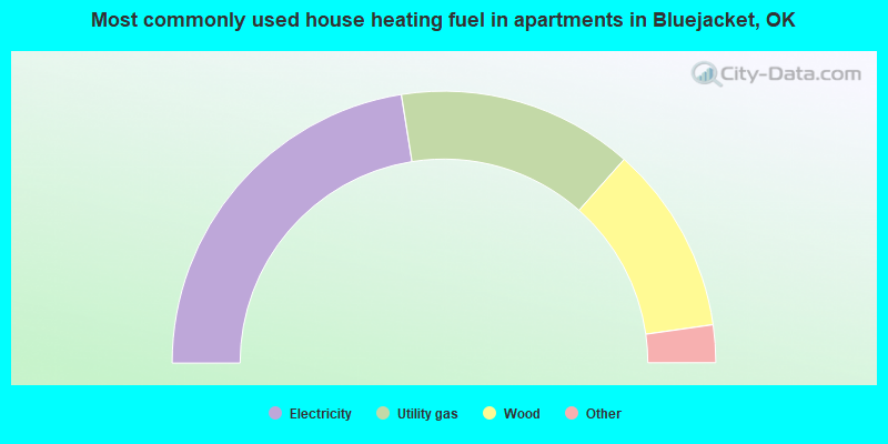 Most commonly used house heating fuel in apartments in Bluejacket, OK