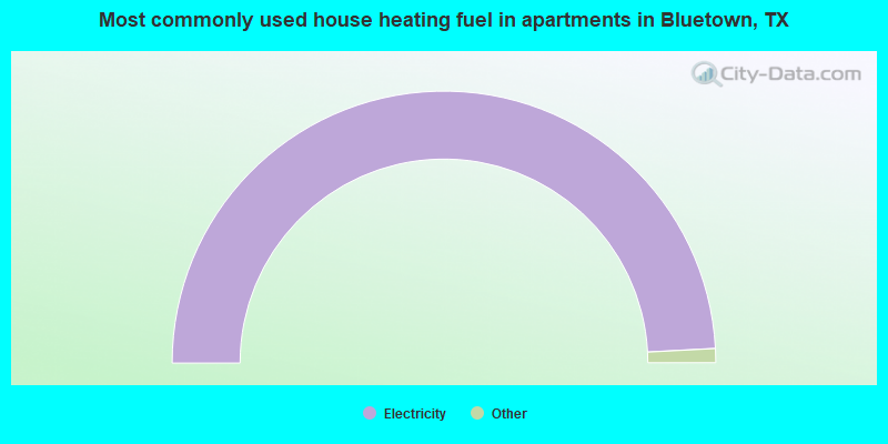Most commonly used house heating fuel in apartments in Bluetown, TX