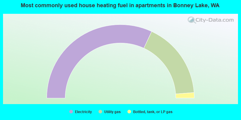 Most commonly used house heating fuel in apartments in Bonney Lake, WA