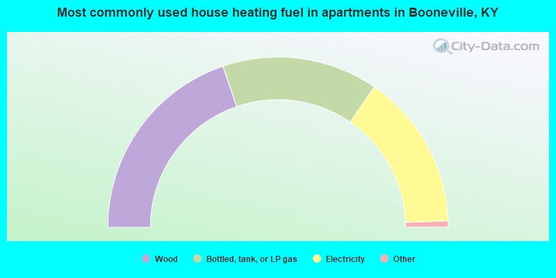 Most commonly used house heating fuel in apartments in Booneville, KY