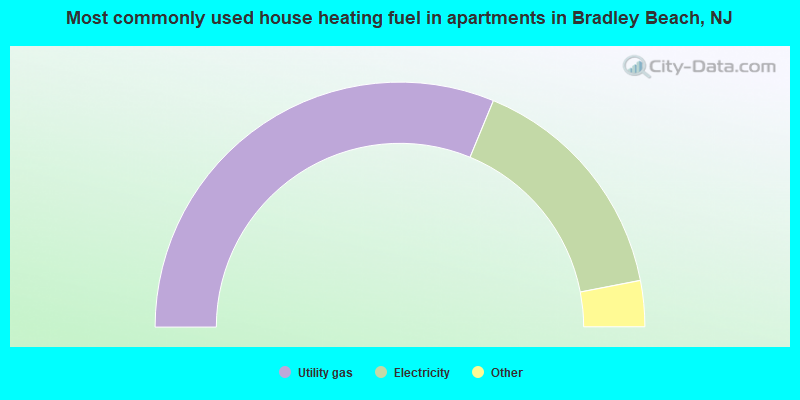 Most commonly used house heating fuel in apartments in Bradley Beach, NJ