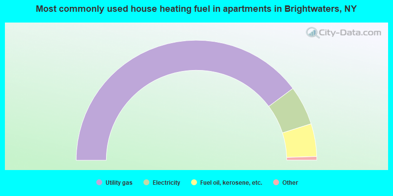 Most commonly used house heating fuel in apartments in Brightwaters, NY