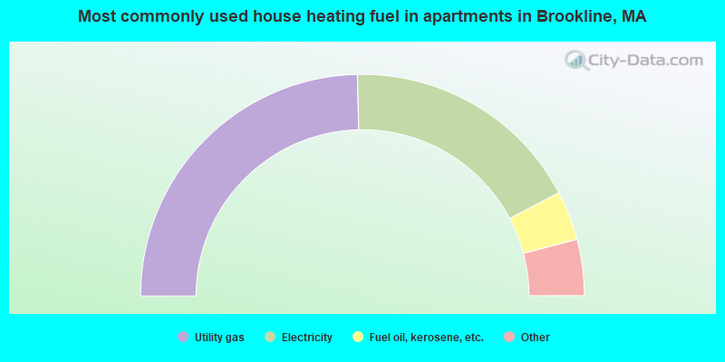 Most commonly used house heating fuel in apartments in Brookline, MA