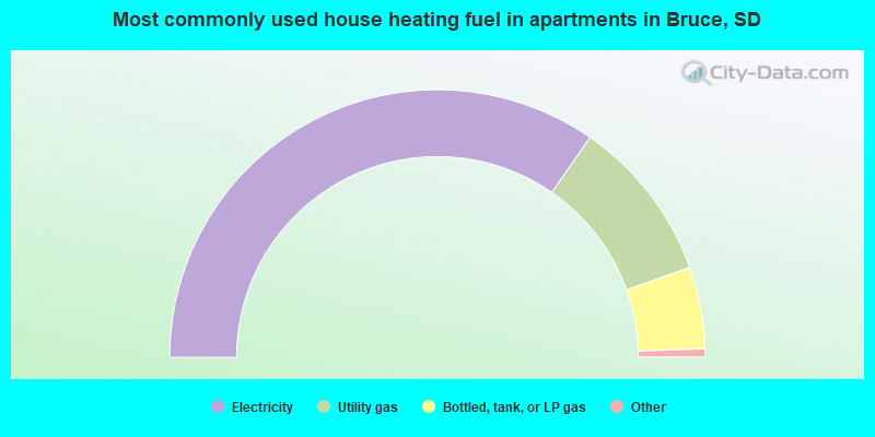 Most commonly used house heating fuel in apartments in Bruce, SD