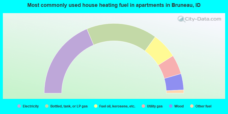 Most commonly used house heating fuel in apartments in Bruneau, ID