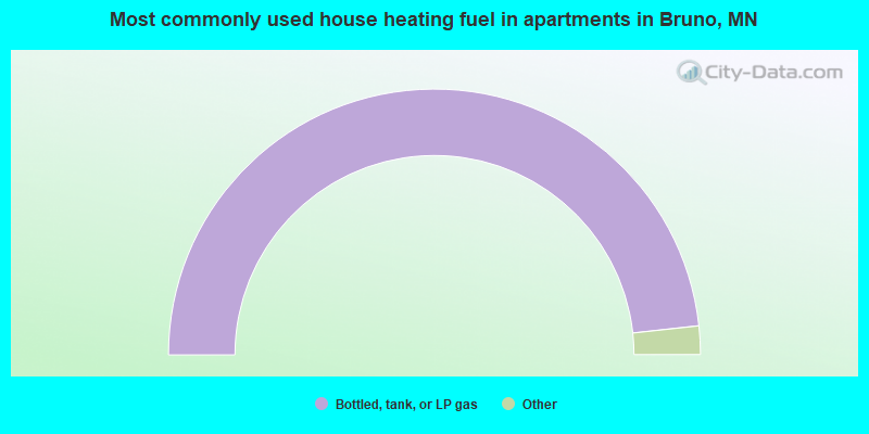 Most commonly used house heating fuel in apartments in Bruno, MN