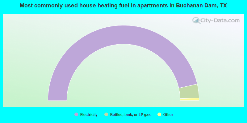 Most commonly used house heating fuel in apartments in Buchanan Dam, TX