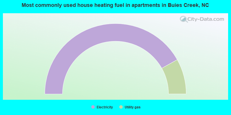 Most commonly used house heating fuel in apartments in Buies Creek, NC