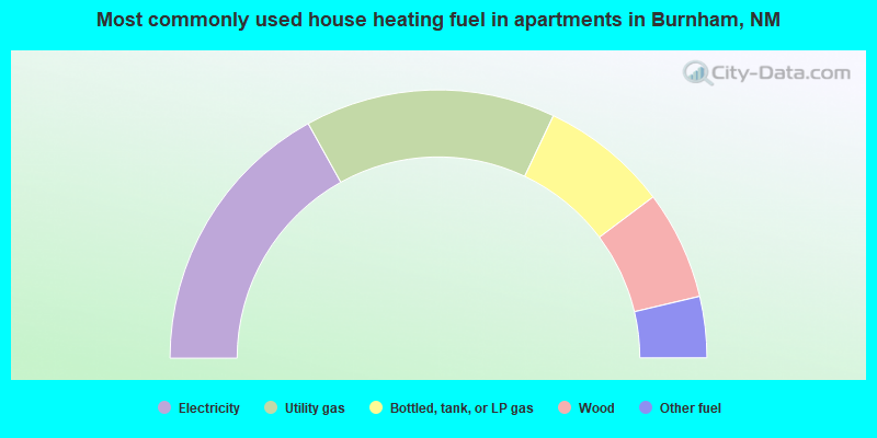 Most commonly used house heating fuel in apartments in Burnham, NM