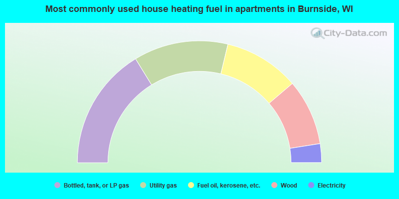 Most commonly used house heating fuel in apartments in Burnside, WI