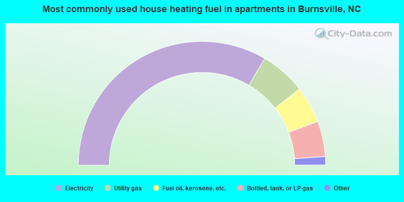 Most commonly used house heating fuel in apartments in Burnsville, NC