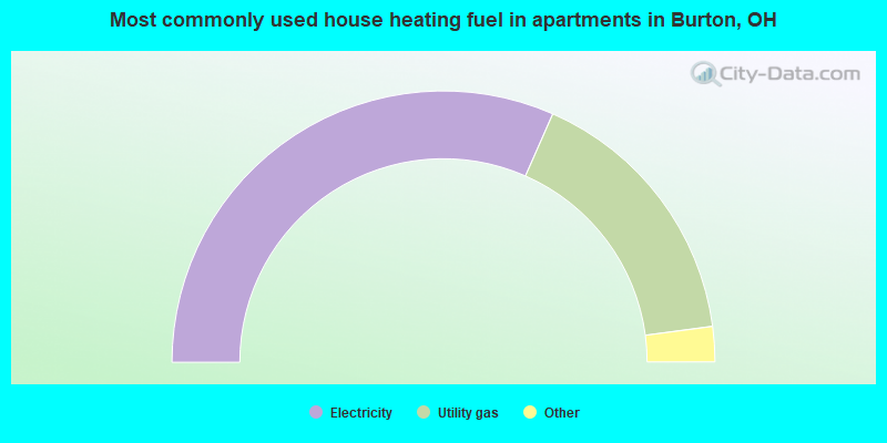 Most commonly used house heating fuel in apartments in Burton, OH