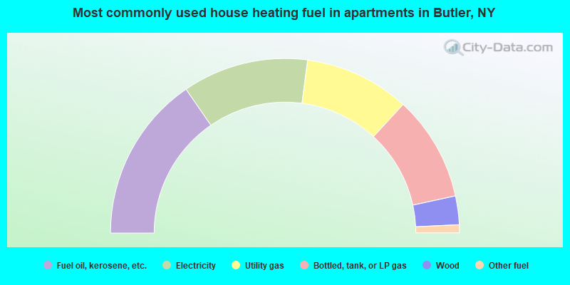 Most commonly used house heating fuel in apartments in Butler, NY