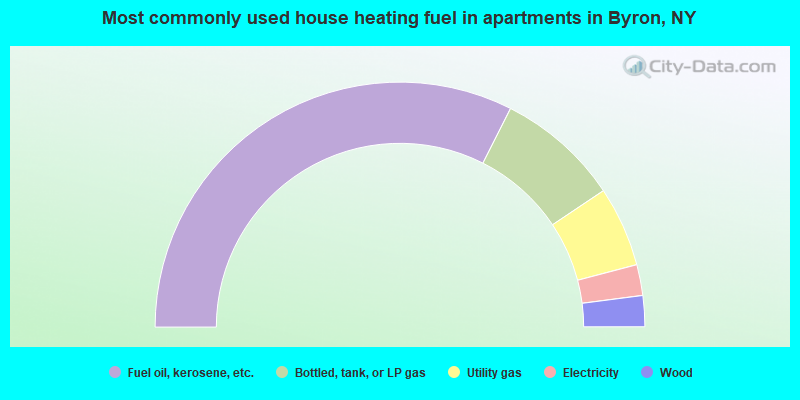 Most commonly used house heating fuel in apartments in Byron, NY