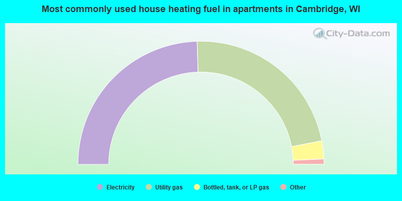 Most commonly used house heating fuel in apartments in Cambridge, WI