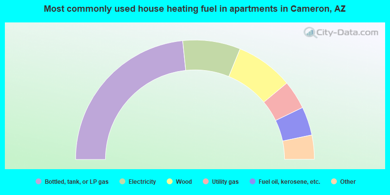 Most commonly used house heating fuel in apartments in Cameron, AZ