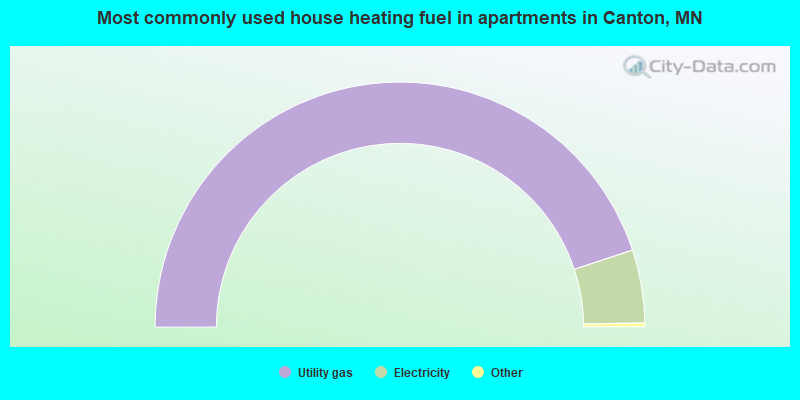 Most commonly used house heating fuel in apartments in Canton, MN