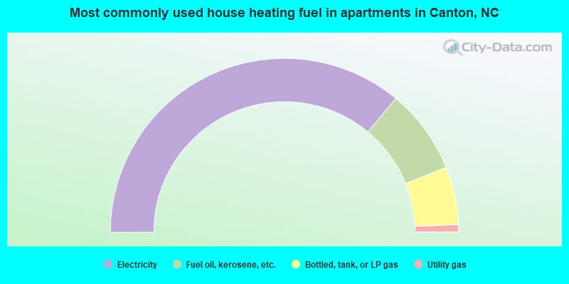 Most commonly used house heating fuel in apartments in Canton, NC