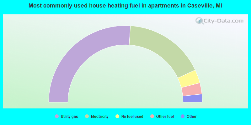 Most commonly used house heating fuel in apartments in Caseville, MI