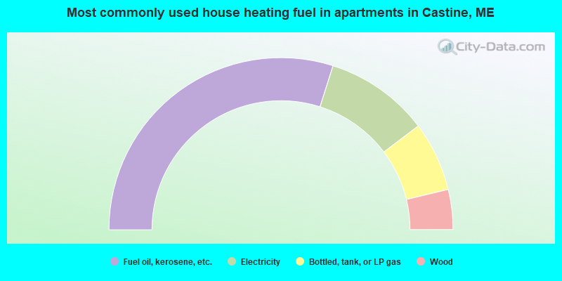 Most commonly used house heating fuel in apartments in Castine, ME