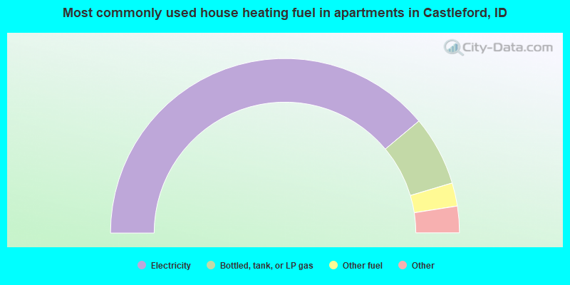 Most commonly used house heating fuel in apartments in Castleford, ID