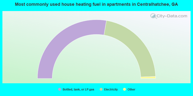 Most commonly used house heating fuel in apartments in Centralhatchee, GA