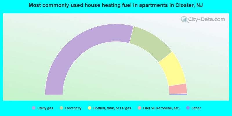 Most commonly used house heating fuel in apartments in Closter, NJ