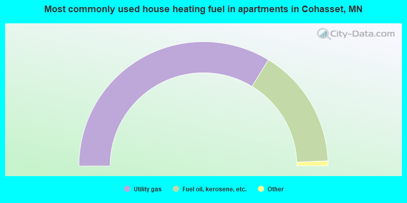 Most commonly used house heating fuel in apartments in Cohasset, MN