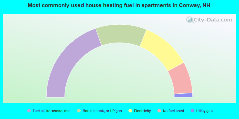 Most commonly used house heating fuel in apartments in Conway, NH