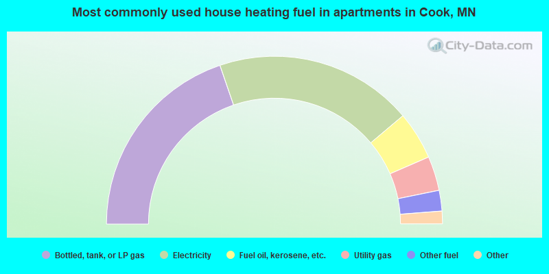 Most commonly used house heating fuel in apartments in Cook, MN
