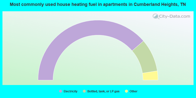 Most commonly used house heating fuel in apartments in Cumberland Heights, TN