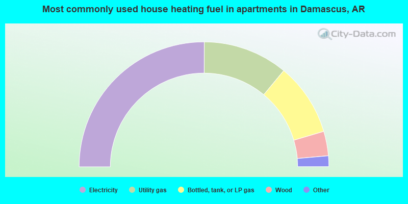 Most commonly used house heating fuel in apartments in Damascus, AR