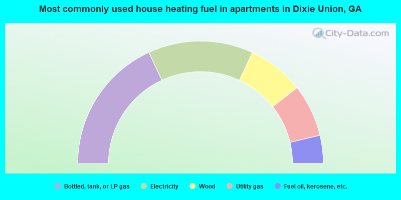 Most commonly used house heating fuel in apartments in Dixie Union, GA
