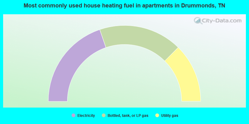 Most commonly used house heating fuel in apartments in Drummonds, TN