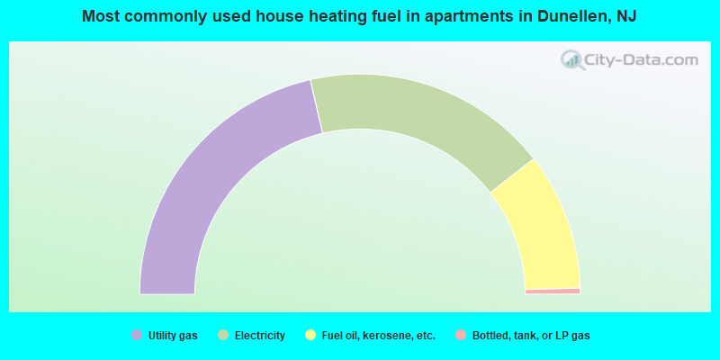 Most commonly used house heating fuel in apartments in Dunellen, NJ