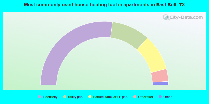 Most commonly used house heating fuel in apartments in East Bell, TX