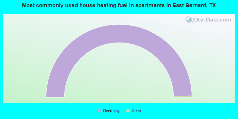 Most commonly used house heating fuel in apartments in East Bernard, TX