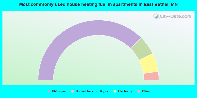 Most commonly used house heating fuel in apartments in East Bethel, MN