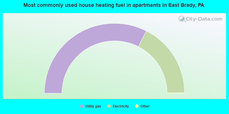 Most commonly used house heating fuel in apartments in East Brady, PA