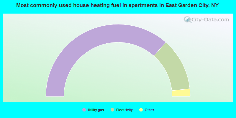 Most commonly used house heating fuel in apartments in East Garden City, NY