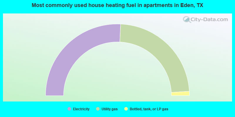 Most commonly used house heating fuel in apartments in Eden, TX