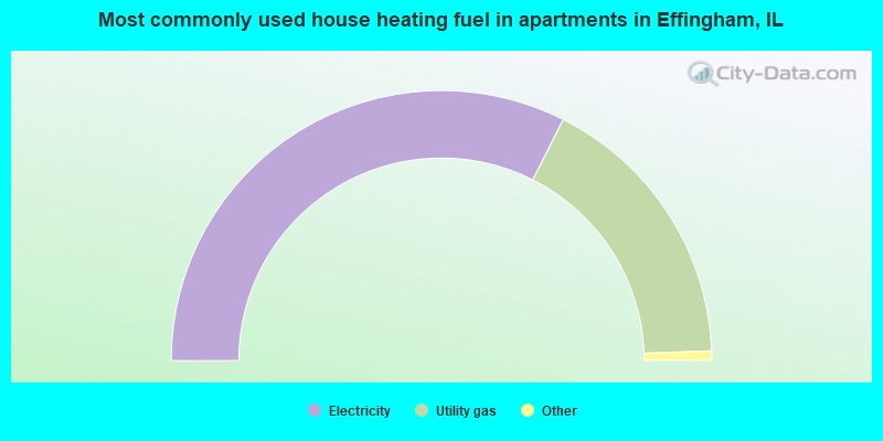 Most commonly used house heating fuel in apartments in Effingham, IL