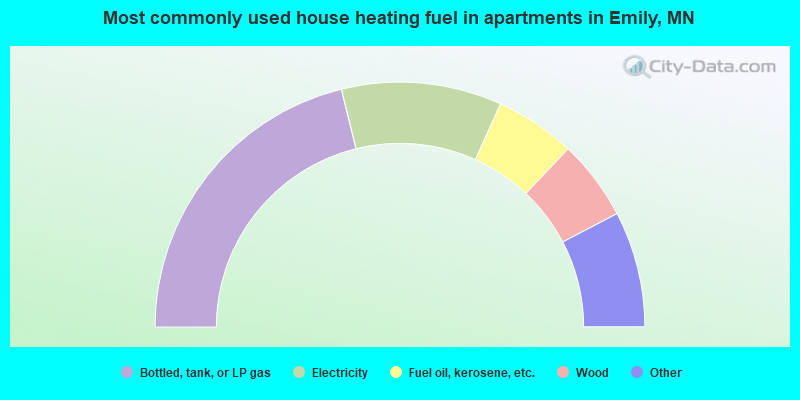 Most commonly used house heating fuel in apartments in Emily, MN