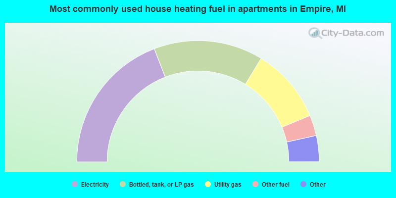 Most commonly used house heating fuel in apartments in Empire, MI