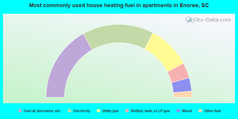 Most commonly used house heating fuel in apartments in Enoree, SC