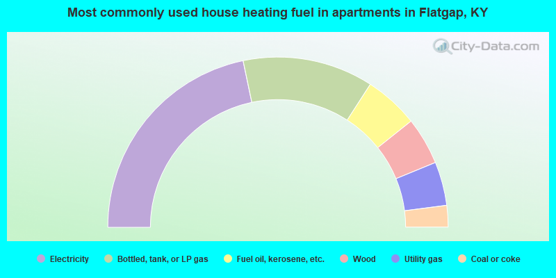 Most commonly used house heating fuel in apartments in Flatgap, KY