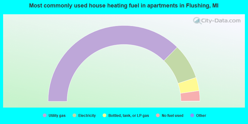 Most commonly used house heating fuel in apartments in Flushing, MI
