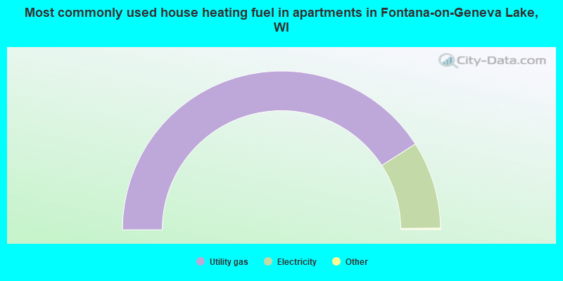 Most commonly used house heating fuel in apartments in Fontana-on-Geneva Lake, WI
