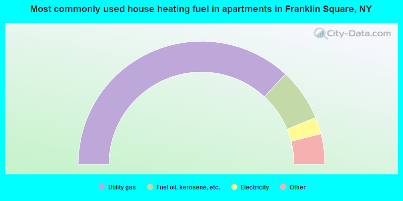 Most commonly used house heating fuel in apartments in Franklin Square, NY