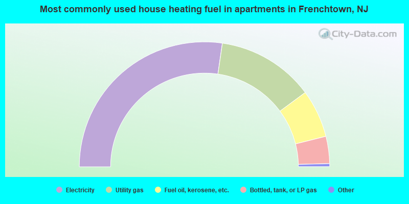 Most commonly used house heating fuel in apartments in Frenchtown, NJ